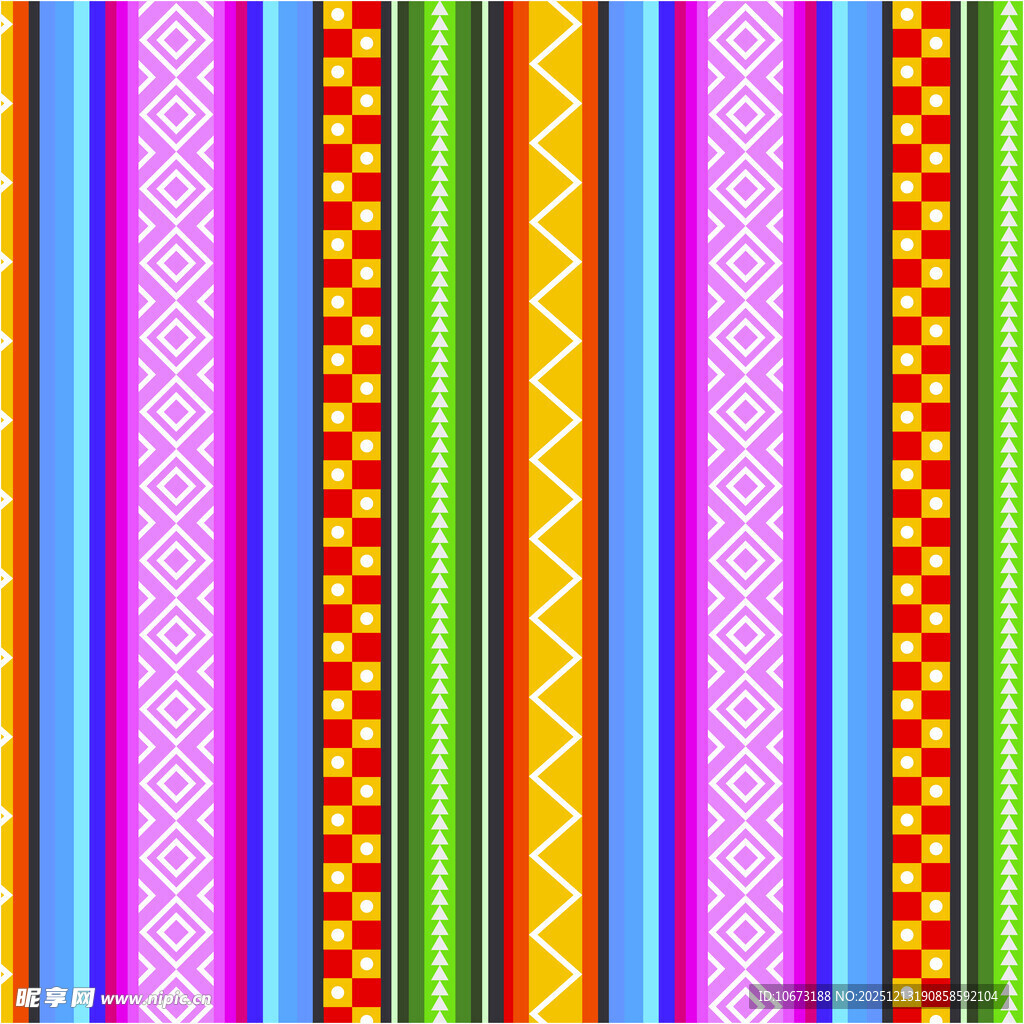 多彩条纹民族风图案