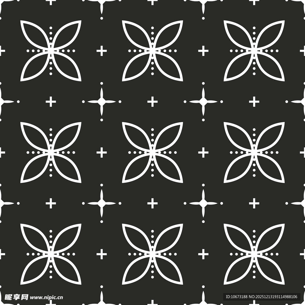 黑白蝴蝶星星几何图案