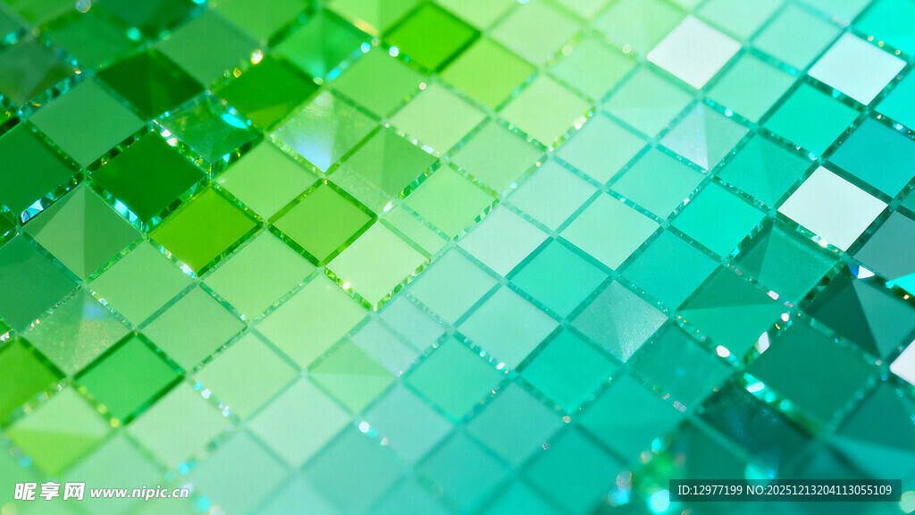 绿色渐变方块马赛克背景