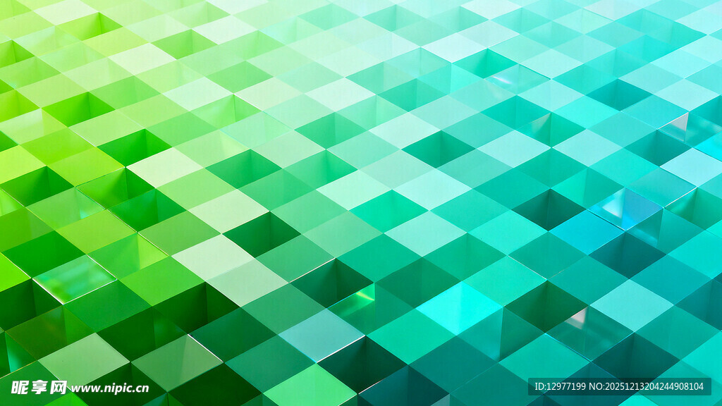渐变绿色方块几何背景图