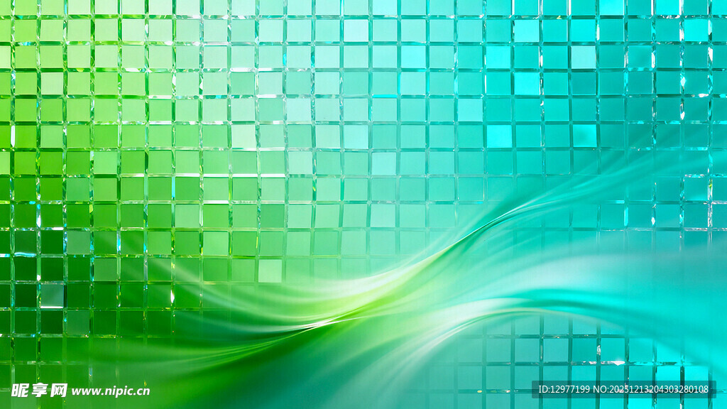 渐变绿蓝方块动感背景图