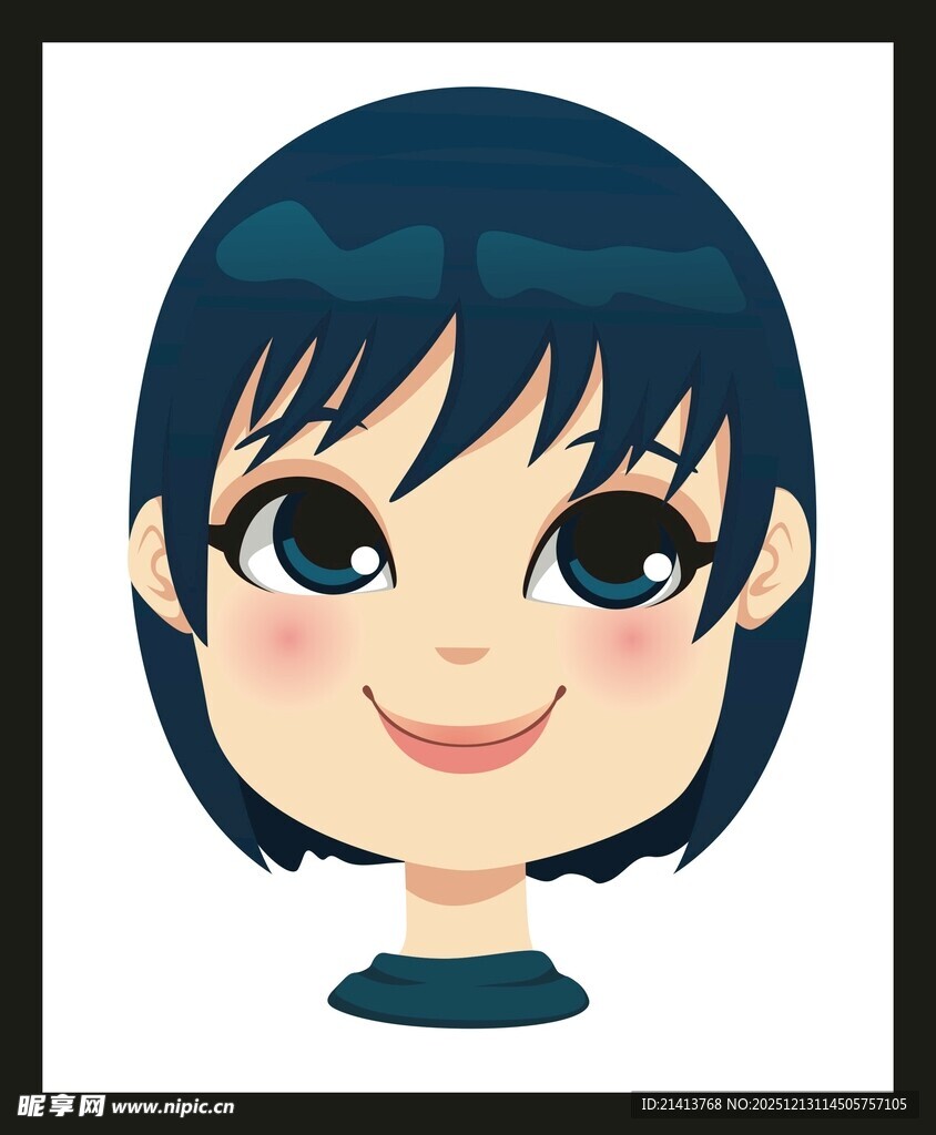 可爱短发卡通女孩头像