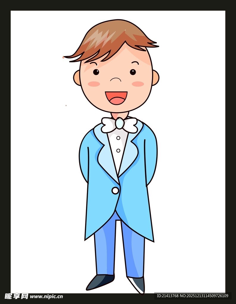 穿蓝色礼服的小男孩