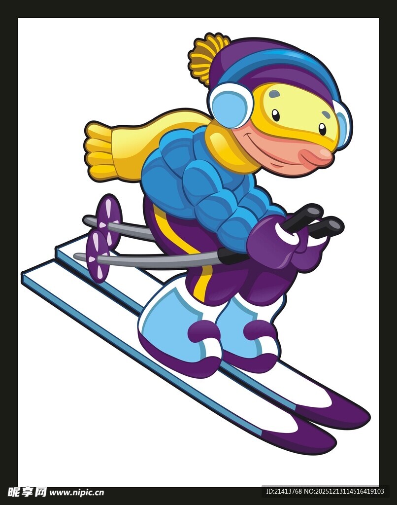卡通小鸭滑雪欢乐瞬间