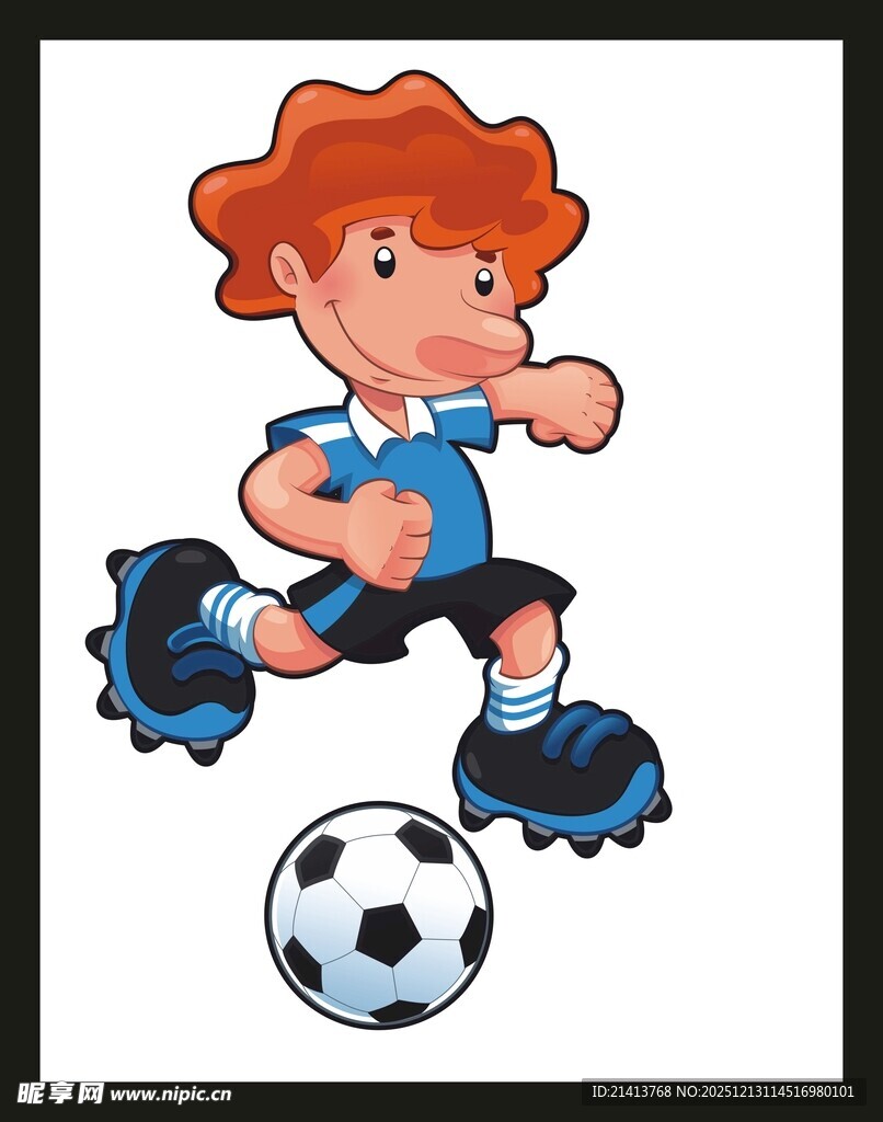 踢足球的红发小男孩