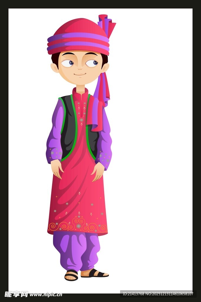 身着传统服饰的可爱男孩