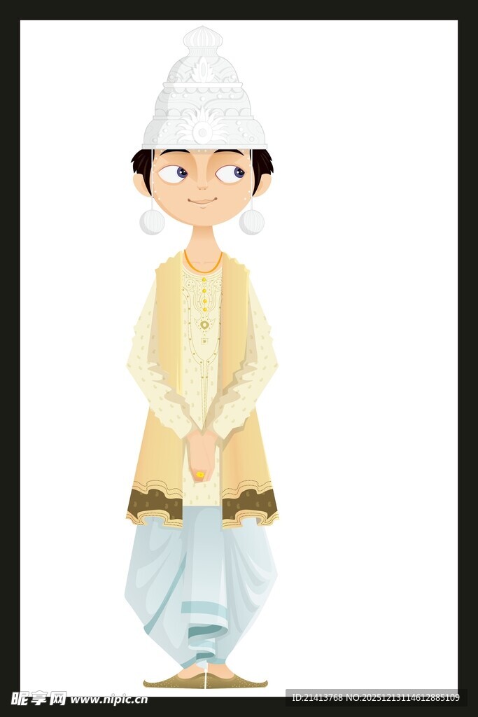 少数民族少女服饰插画