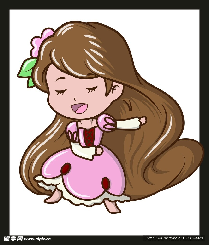 可爱长发公主卡通形象