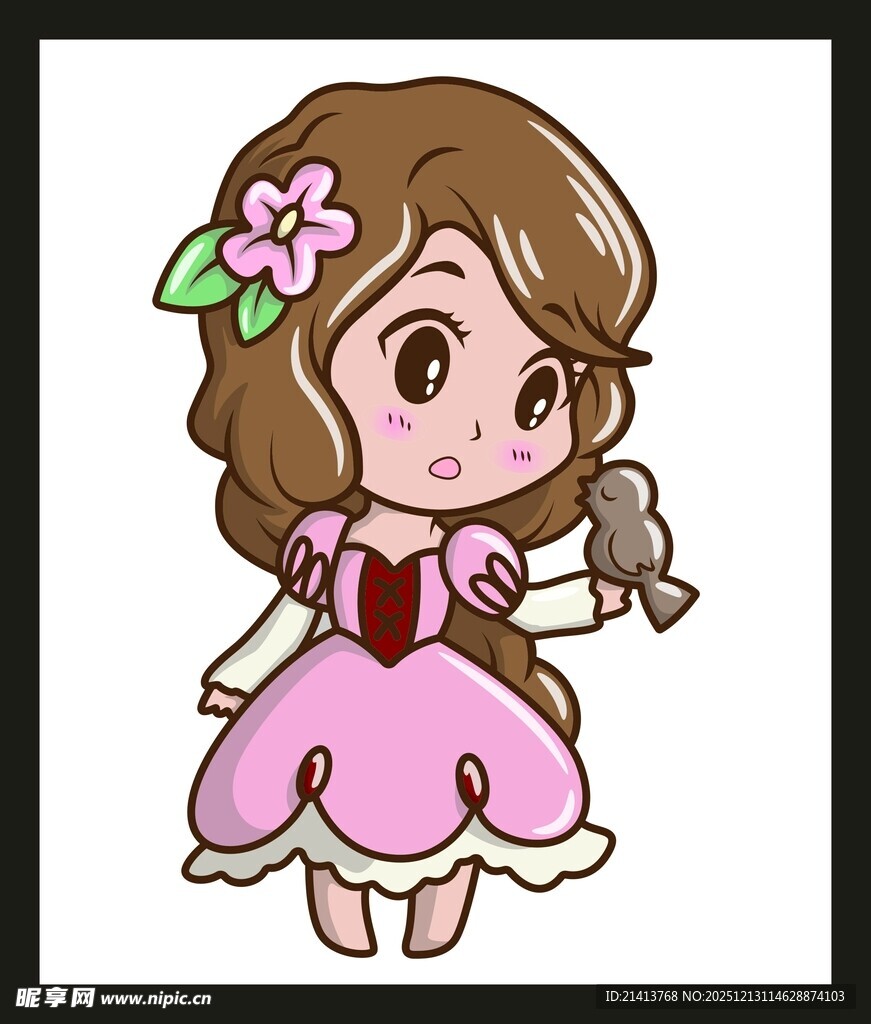 可爱粉色裙小女孩形象