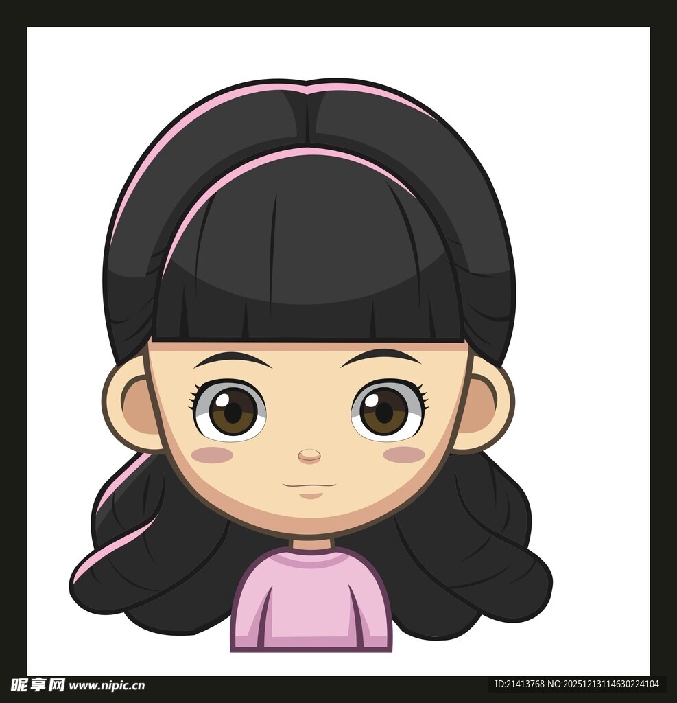 可爱卡通长发女孩头像