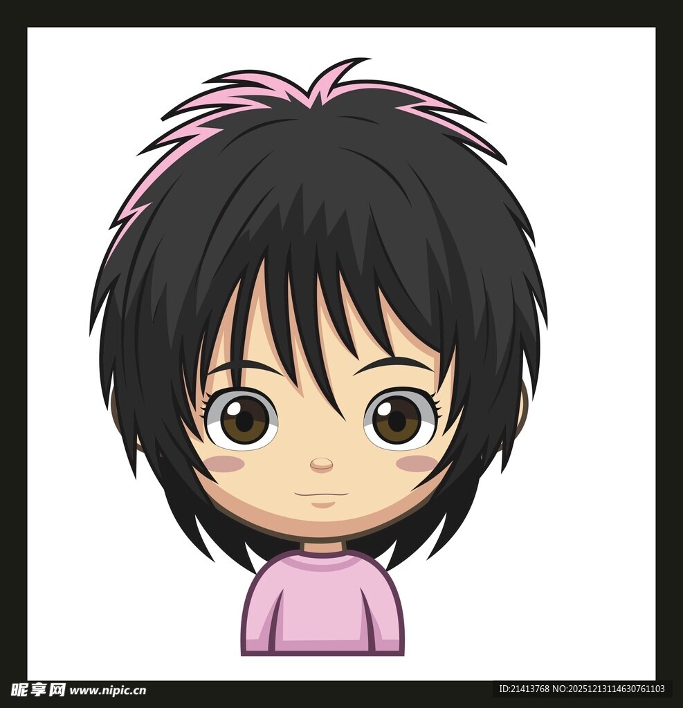 可爱卡通短发女孩头像