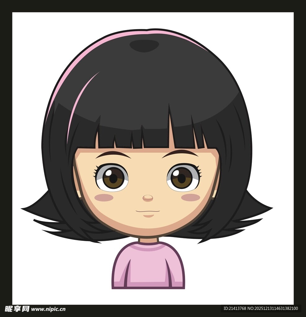 可爱卡通短发女孩头像