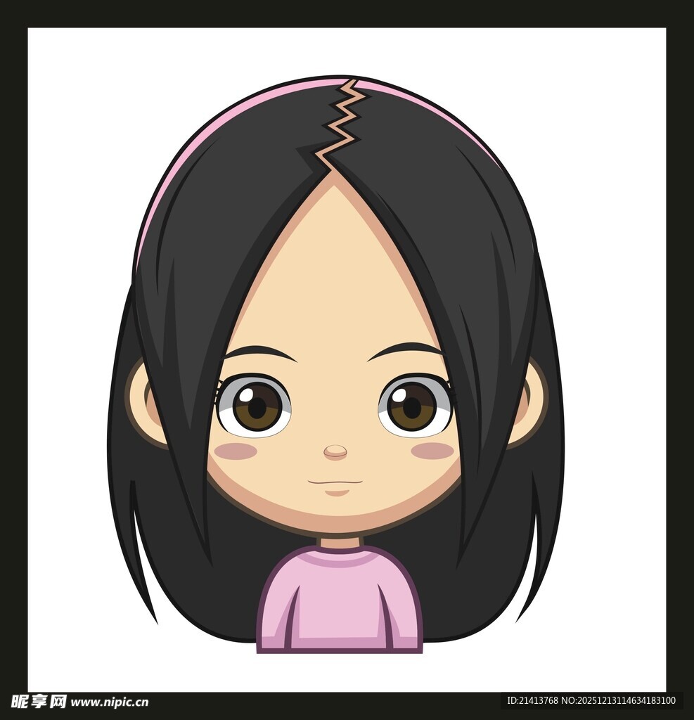 可爱卡通长发女孩头像