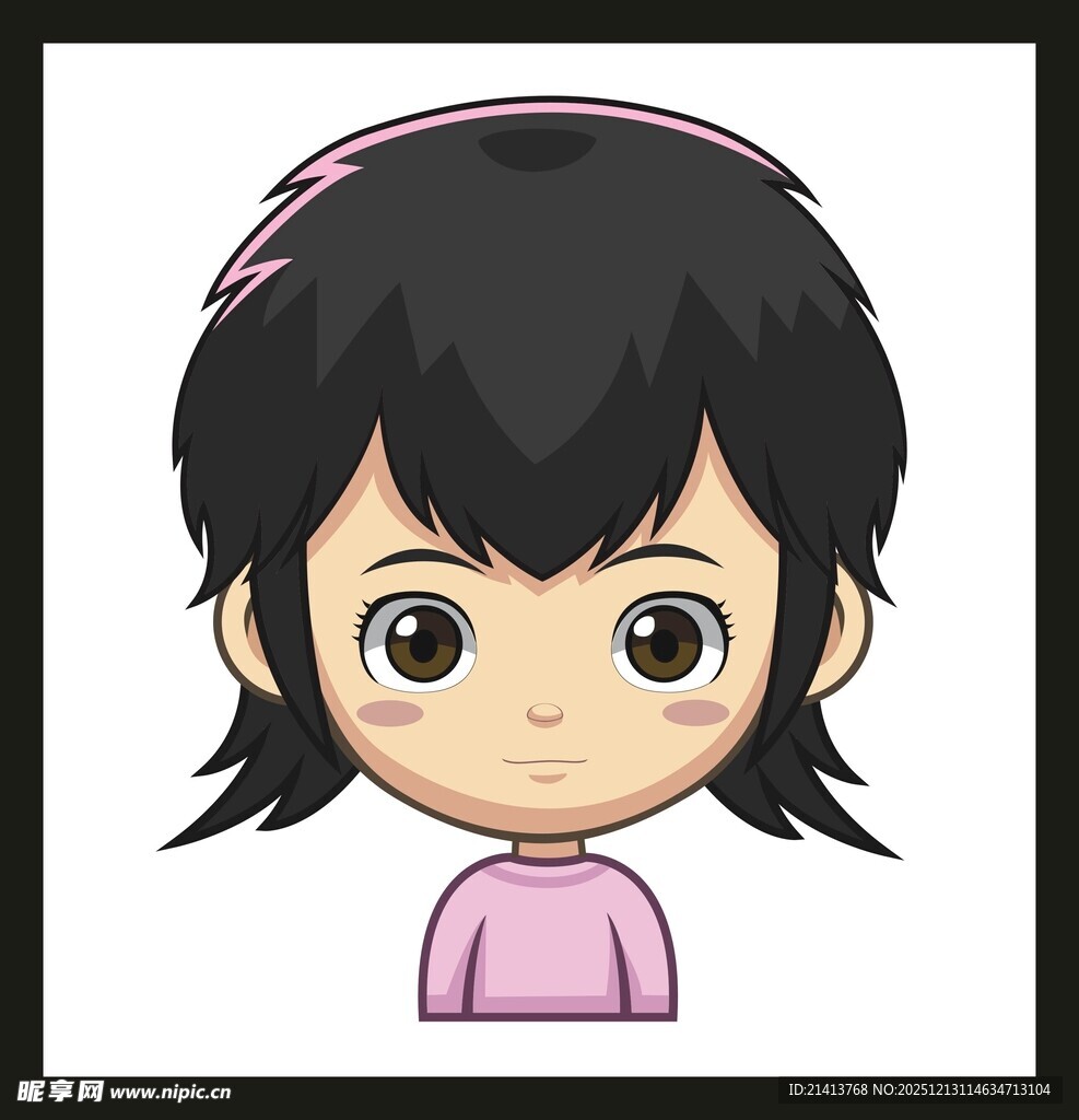 可爱短发卡通女孩形象