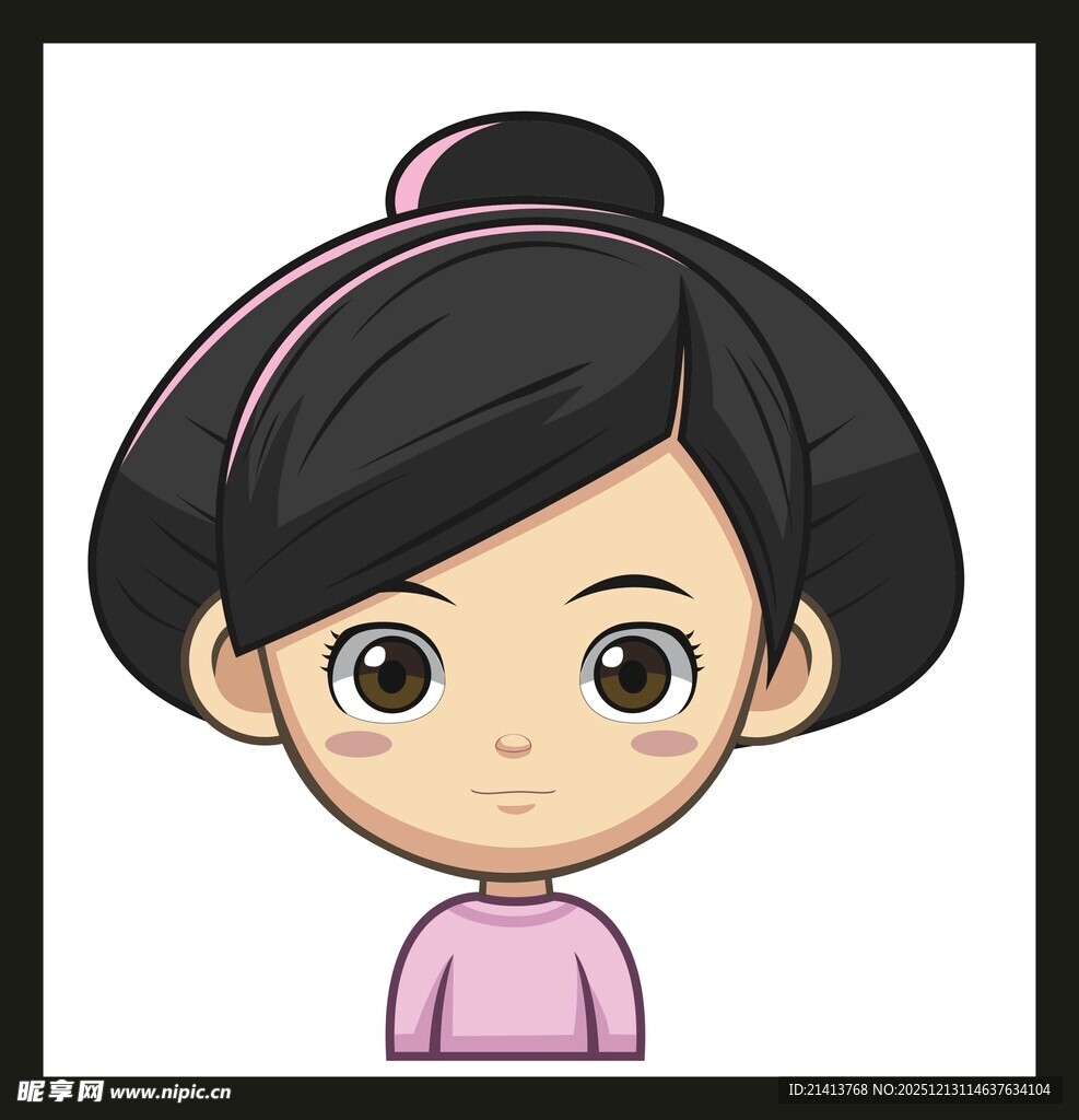 可爱卡通短发女孩形象