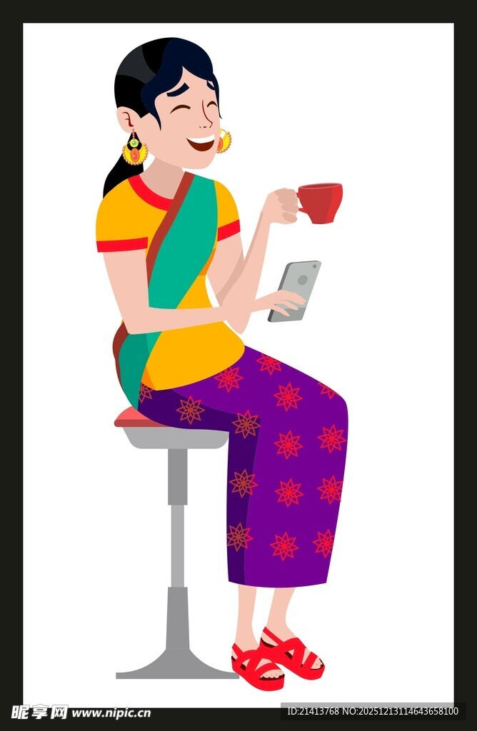 女子惬意享受休闲时光