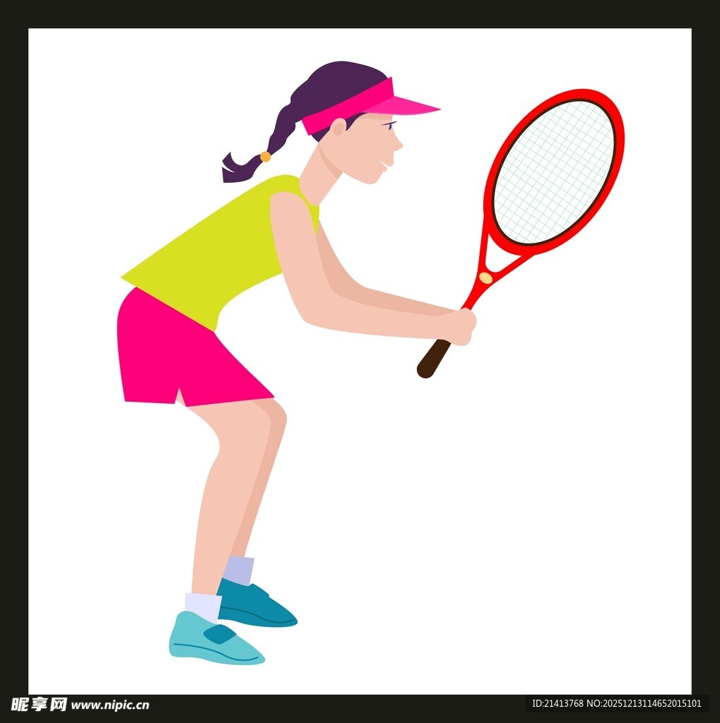 准备击球的网球女孩