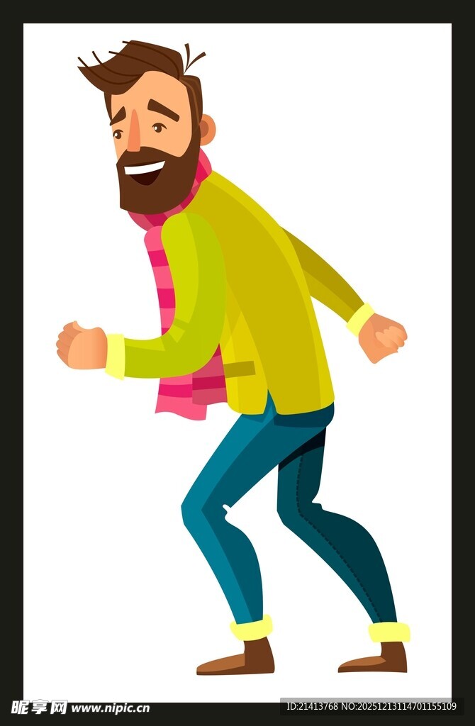 活力男子欢快奔跑