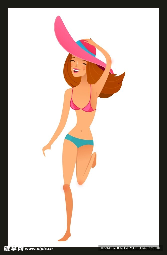 海滩时尚女孩活力泳装秀