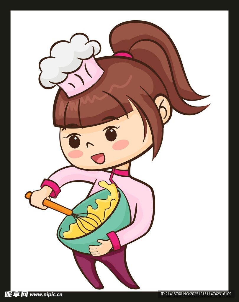 可爱女孩下厨烹饪美食