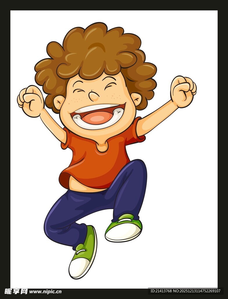 快乐男孩跳跃瞬间