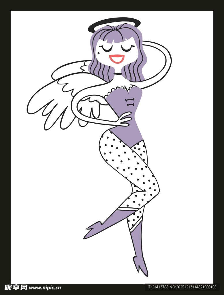 带翅膀的俏皮女性形象