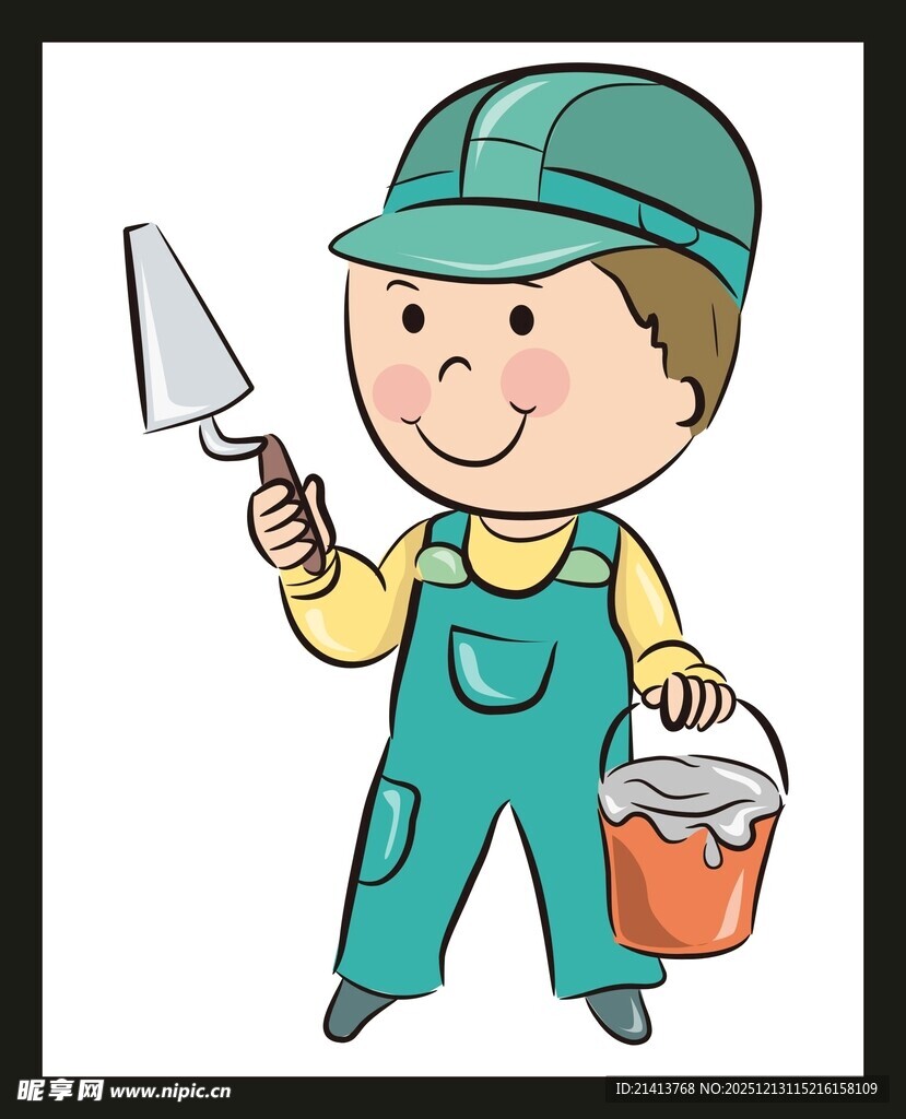 可爱小工人手持工具劳作