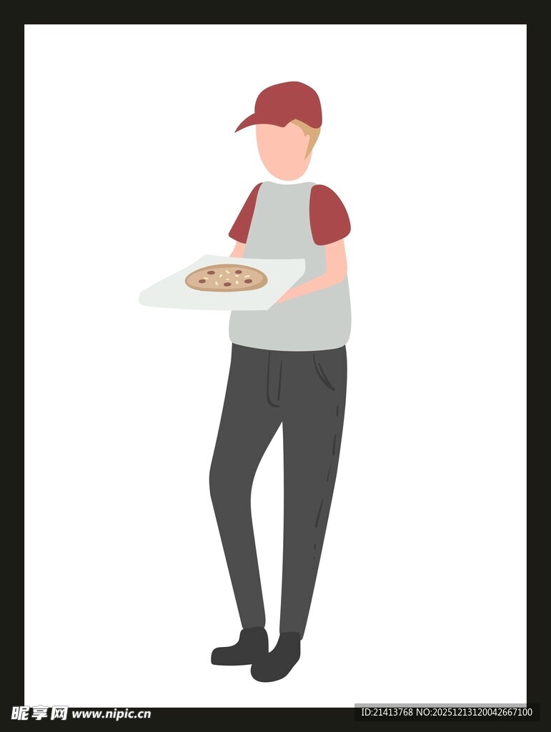 外卖员手持餐品与饮品