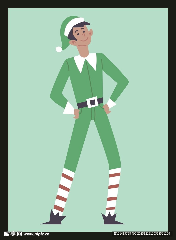 圣诞精灵装扮的卡通人物