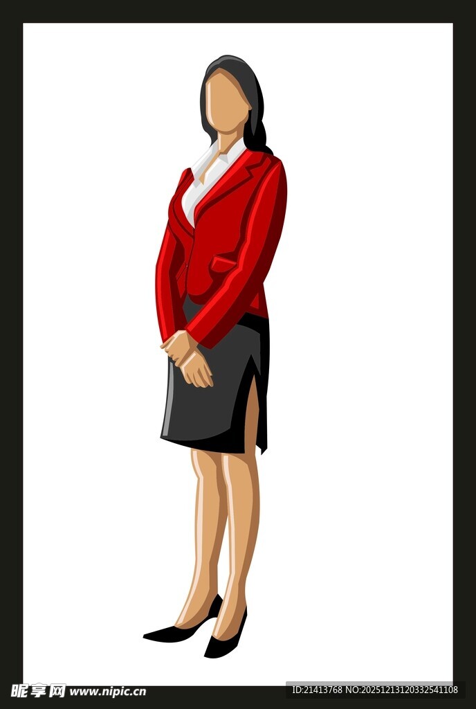 职业装女性站姿形象展示