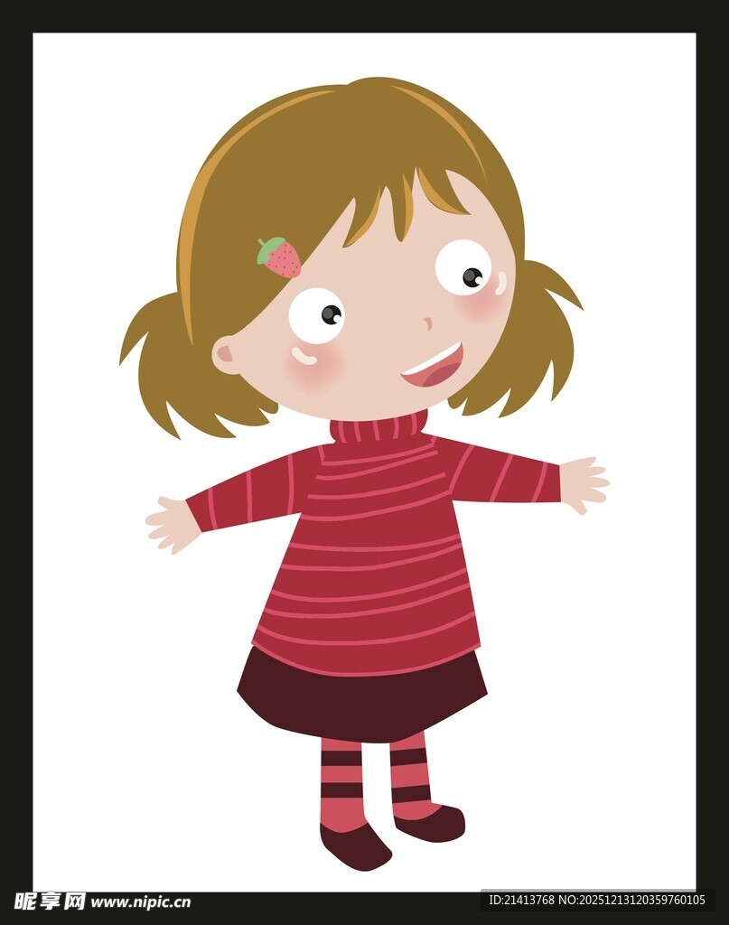 可爱红衣小女孩张开双臂