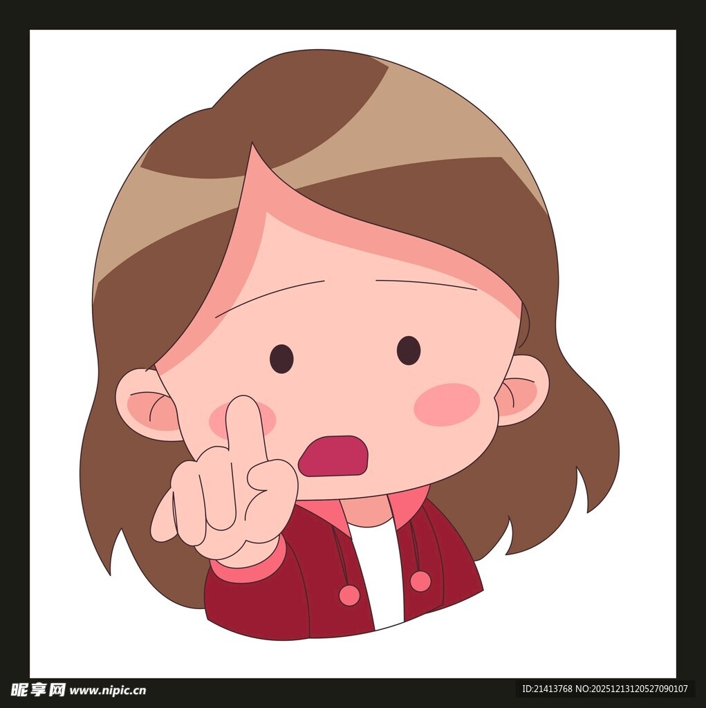 惊讶女孩比噤声手势