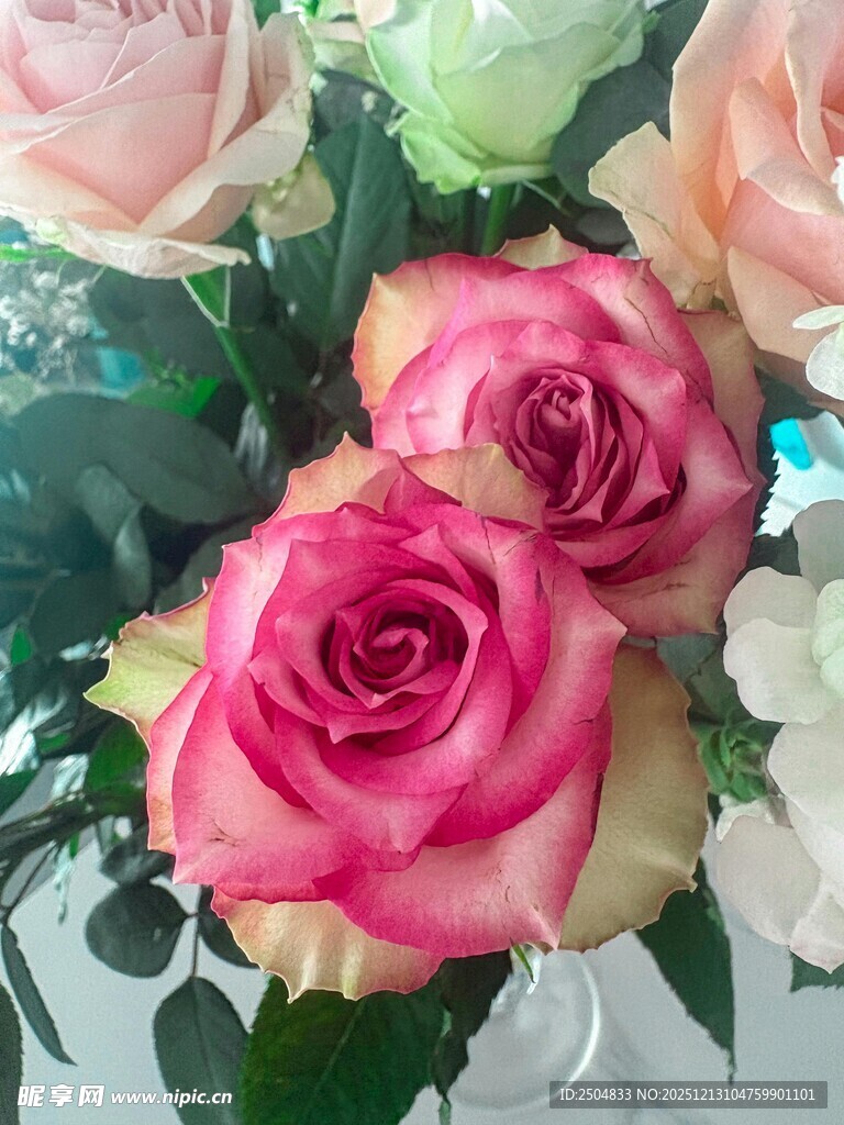 多彩娇艳玫瑰花束