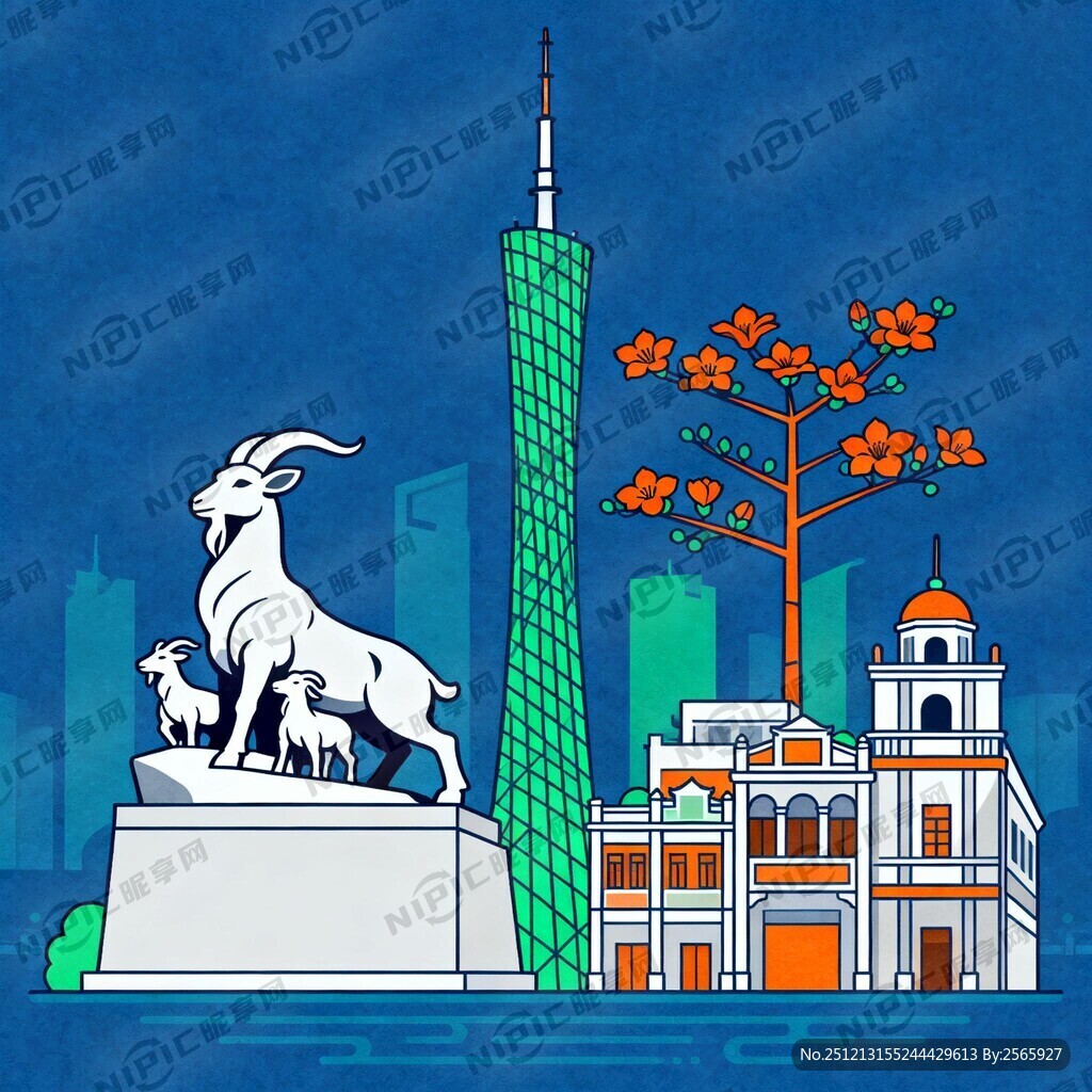 广州矢量地标图 有广州塔