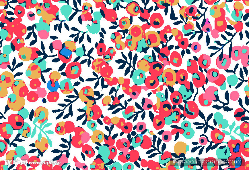 多彩花卉图案背景纹理
