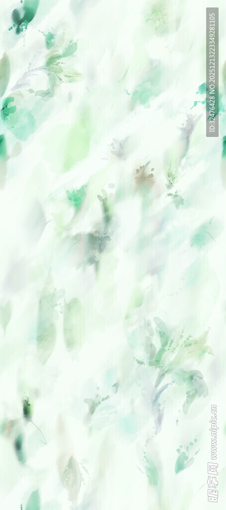清新淡绿水彩花卉背景图