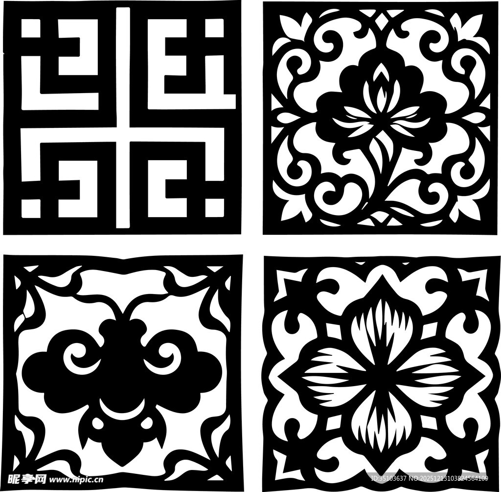 传统中式几何花卉图案