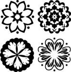 黑白花卉图案设计元素