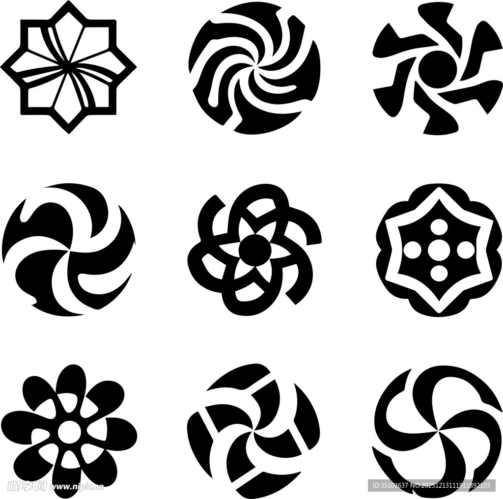 黑白几何花纹图案集合