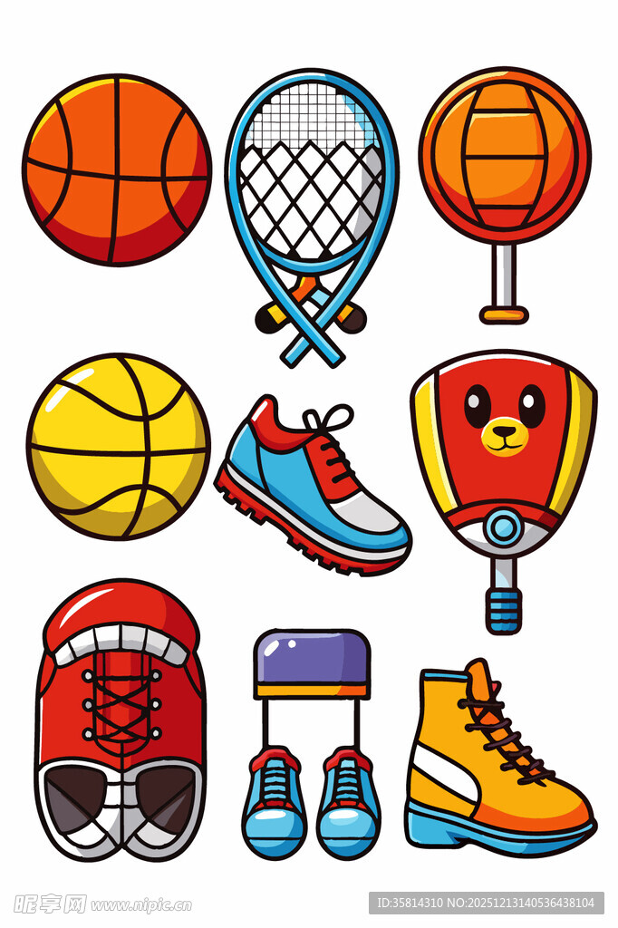 多彩运动器材与鞋类集合