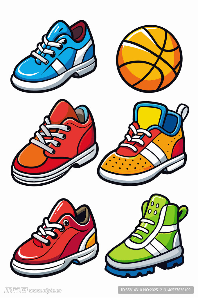 多彩运动鞋与篮球组合