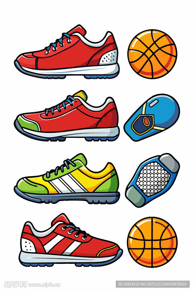 多彩运动鞋与篮球组合