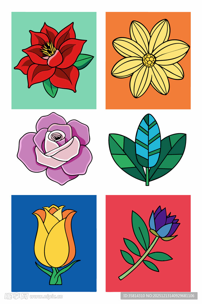 多彩手绘花卉图案集合