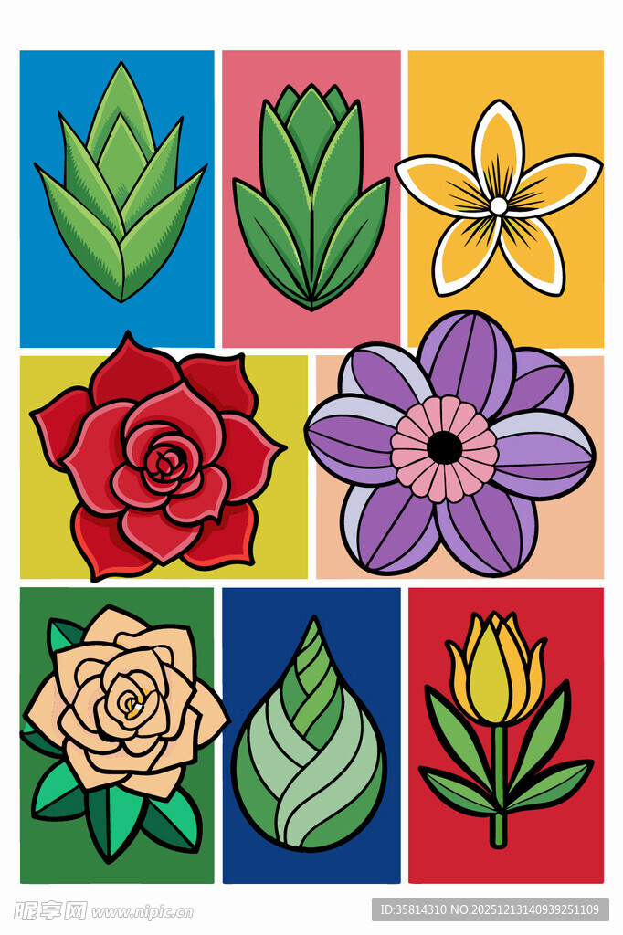 多彩花卉图案集合