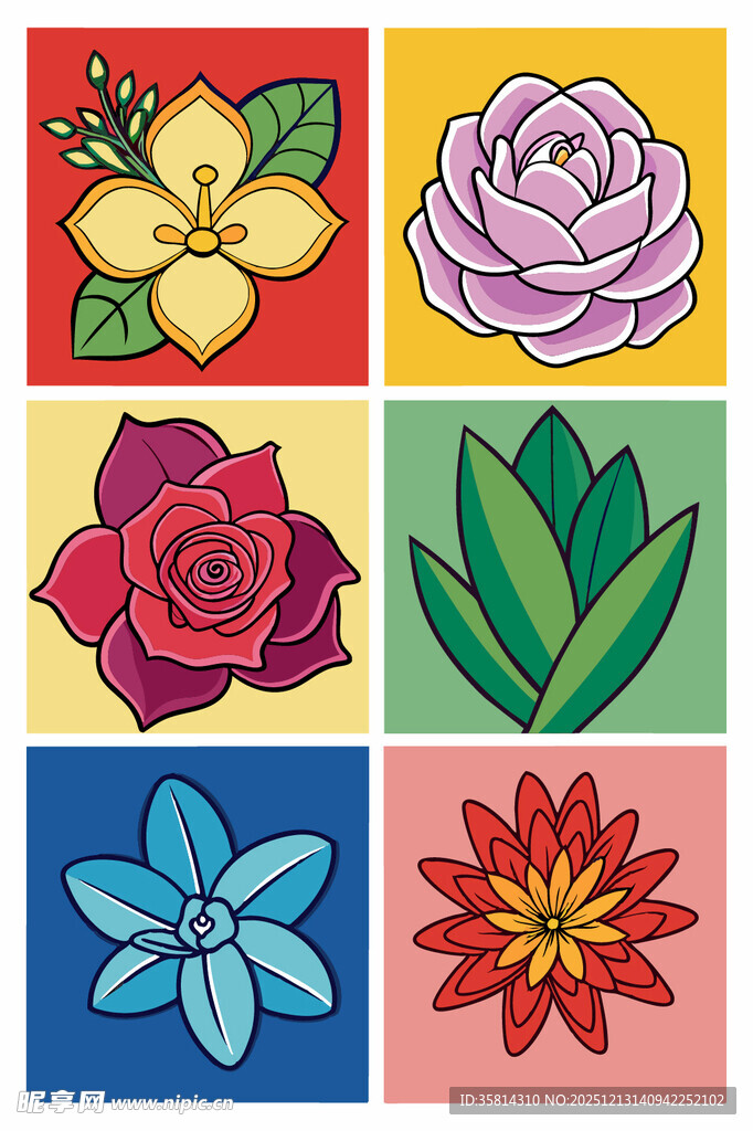 多彩花卉图案集合