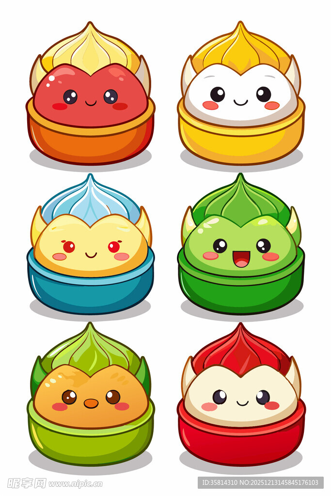 可爱多彩卡通包子形象