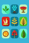 多彩植物图标集合