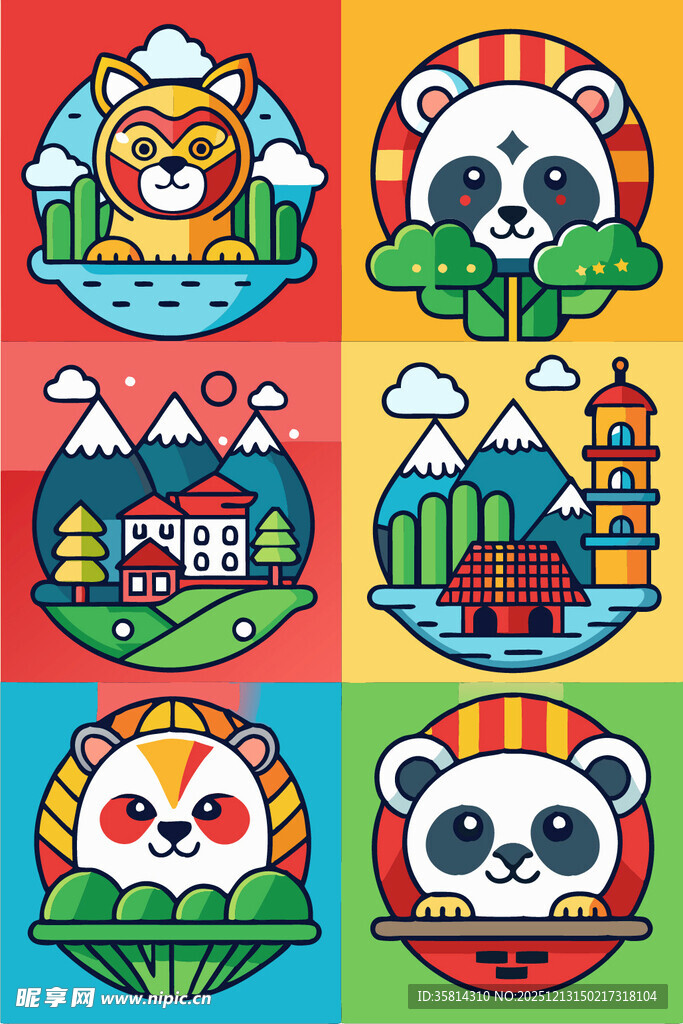 中国风动物主题图标设计