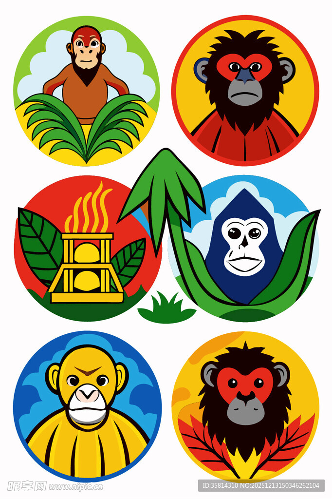 多彩动物头像图标集合