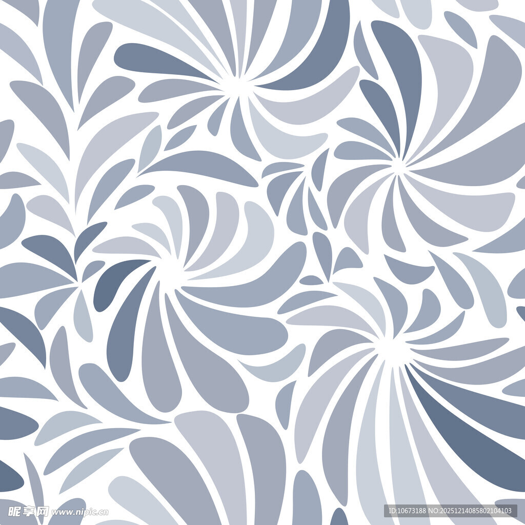 蓝白旋涡花纹图案设计